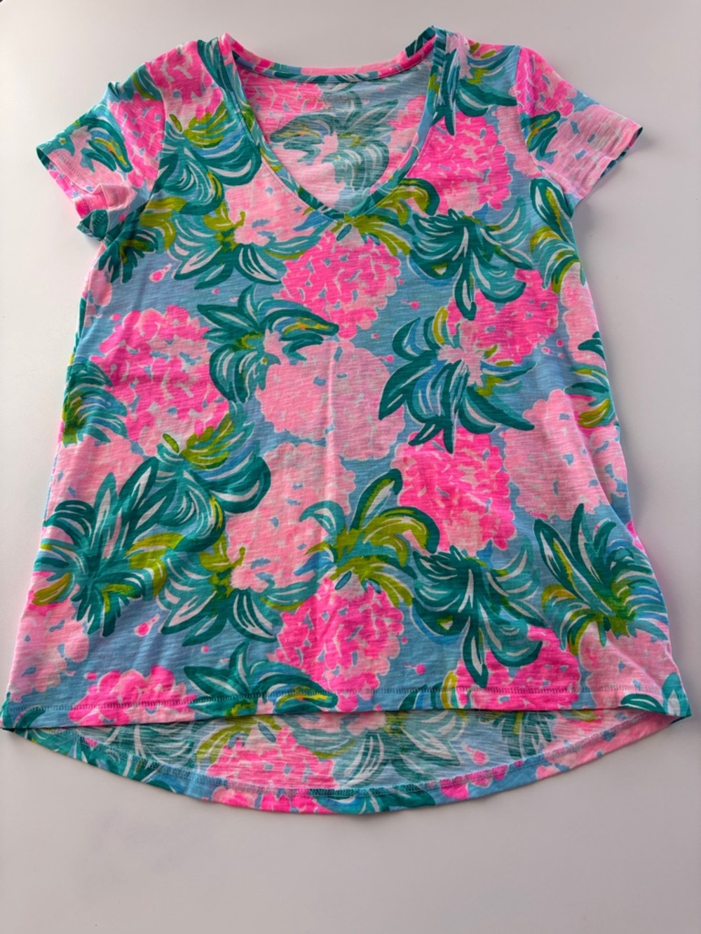 Lilly Pulitzer Etta V Neck Short Sleeve Shirt